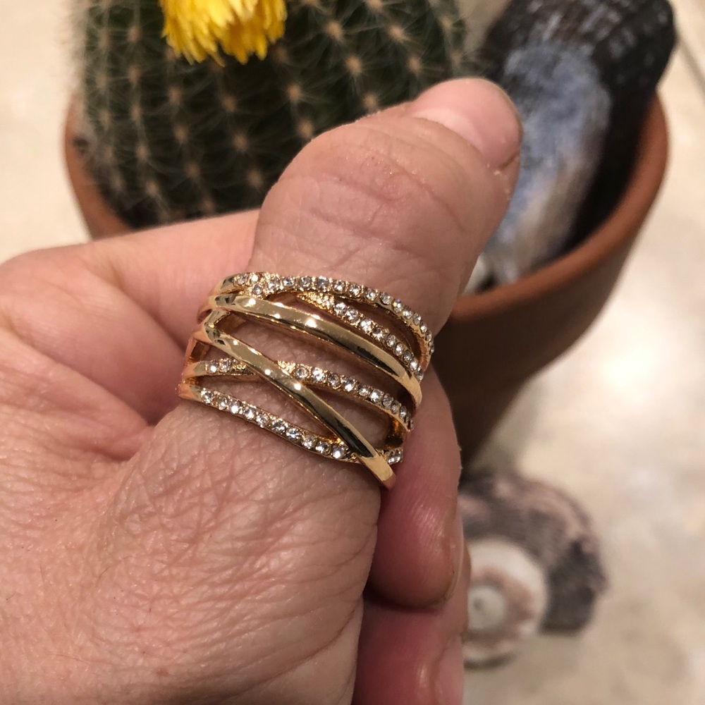 ✔️NEW 925 Plated Gold Wrap Ring 💫Sapphire&Sparkles! - Picture 5 of 6